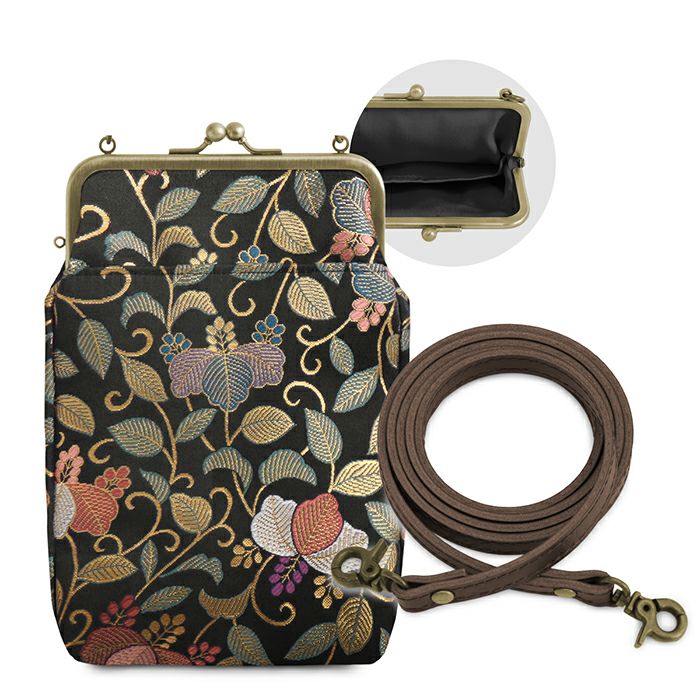 がま口お散歩ポシェット【金襴・帯地（アソート）】