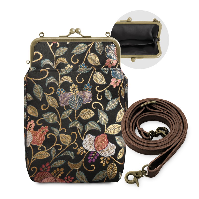 がま口お散歩ポシェット【金襴・帯地（アソート）】