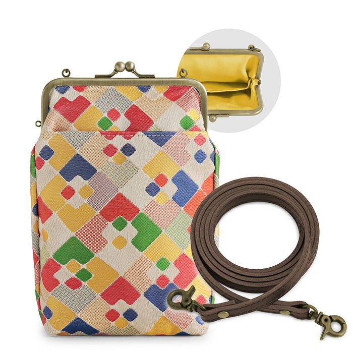 がま口お散歩ポシェット【金襴・帯地（アソート）】