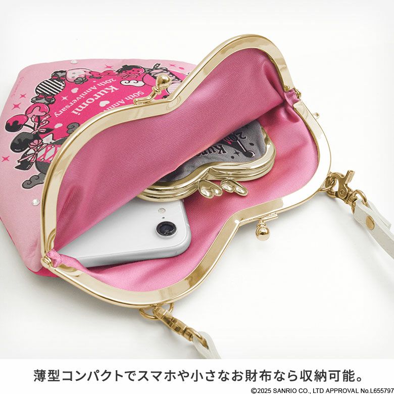 在庫商品】ハート型がま口ポシェット【マイメロディ＆クロミ(W周年