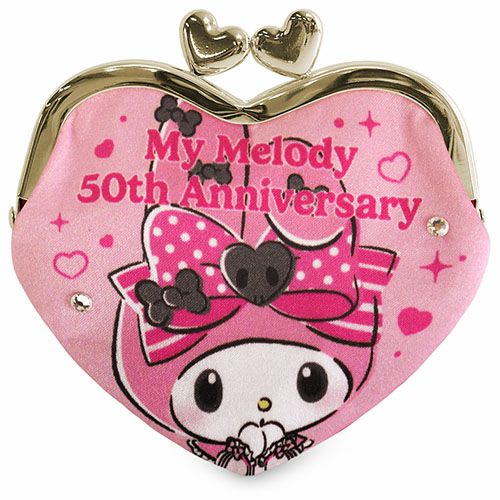 在庫商品】ハート型がま口財布【マイメロディ＆クロミ(W周年)】 [M便 1
