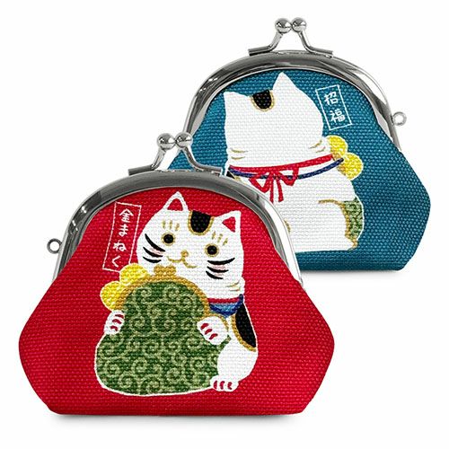 在庫商品】くし型がま口おすわりポーチ【にゃんこーズ】 [M便 1/4