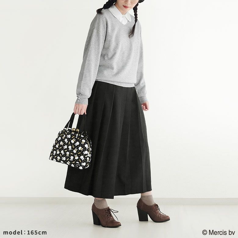 在庫商品】大玉がま口ラウンド手提げバッグ【miffy70th（Gold&Black