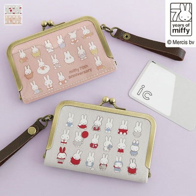 ストラップ付き横型がま口パスケース【miffy70th(パステルカラー)】