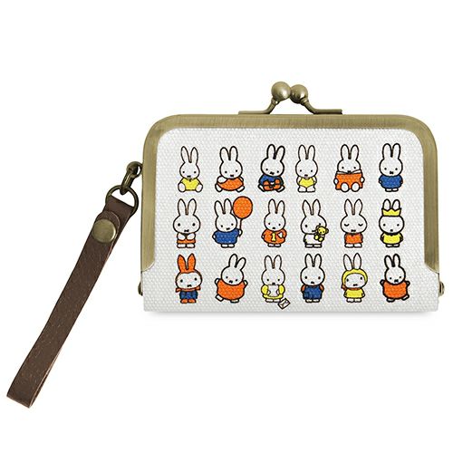 在庫商品】ストラップ付き横型がま口パスケース【miffy70th(ブルーナ