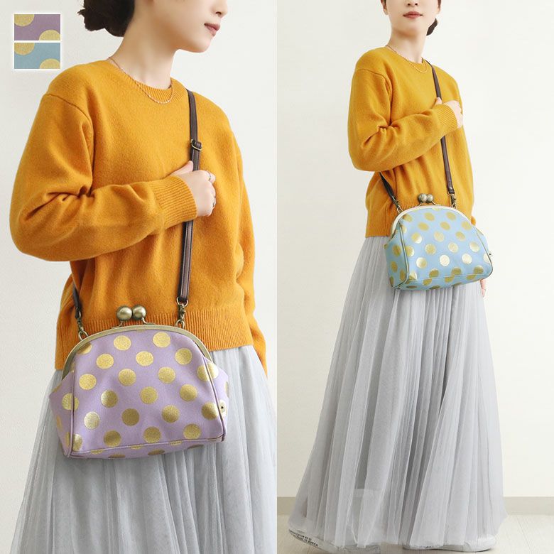 大玉がま口ポシェット【帆布・HAKUドット限定カラー】