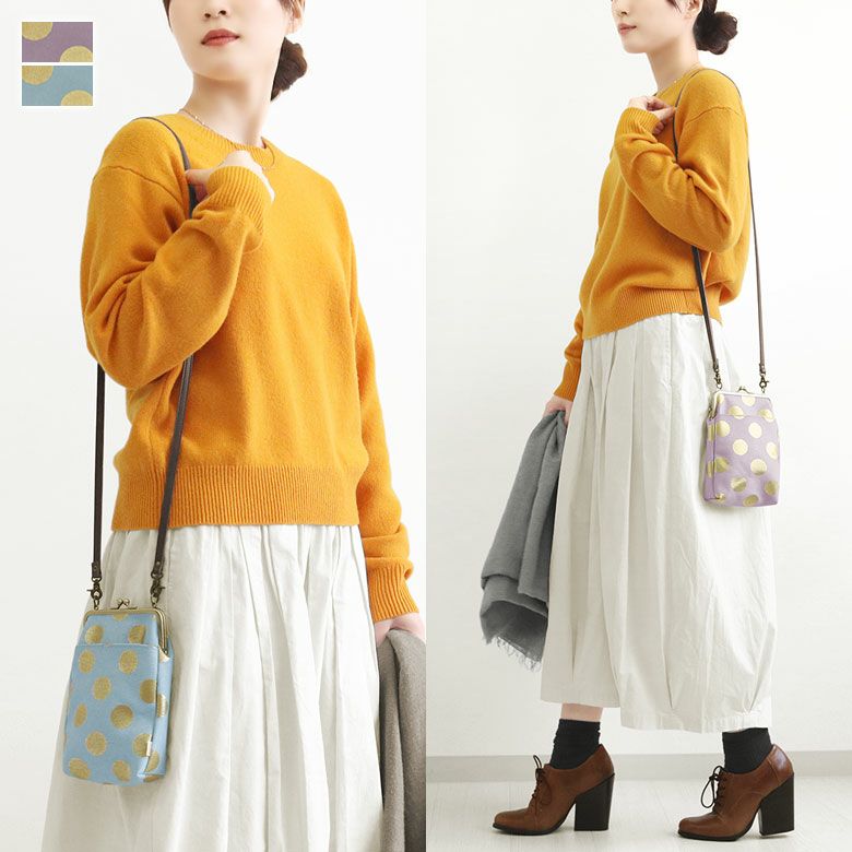 在庫商品】がま口お散歩ポシェット【帆布・HAKUドット限定カラー】 [M