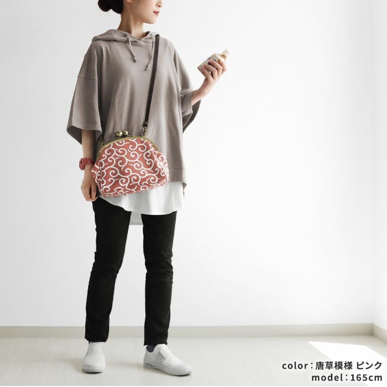 在庫商品】大玉がま口ポシェット【帆布・唐草限定カラー】 | がま口の