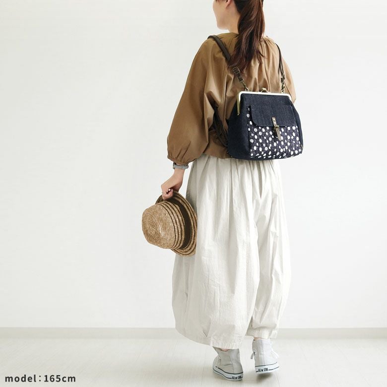 在庫商品】がま口フラップ2WAYリュック【デニムジャガード】 | がま口