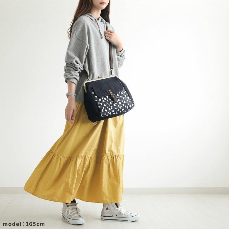 在庫商品】がま口フラップ2WAYリュック【デニムジャガード】 | がま口