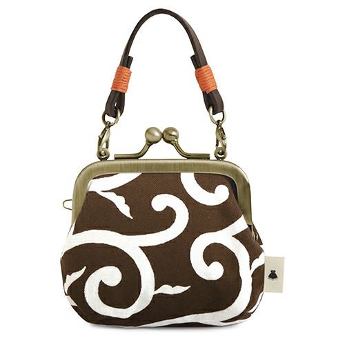 革ヒモ付き手提げがま口財布（小）【綿唐草】