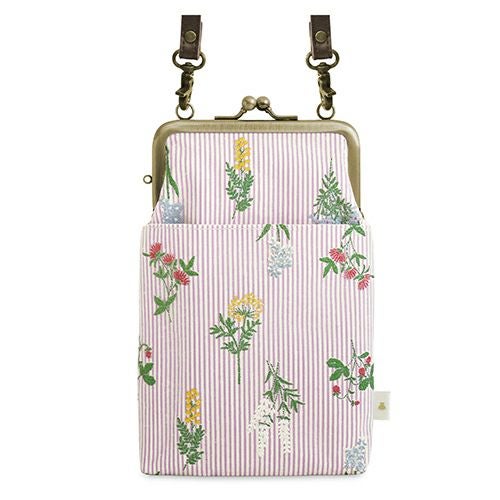 がま口ショルダーケース＋（プラス）【フラワーストライプ】