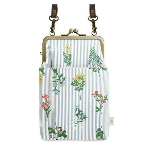 がま口ショルダーケース＋（プラス）【フラワーストライプ】