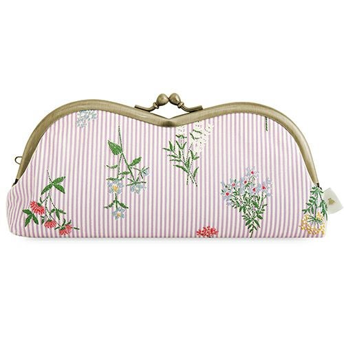 山型がま口メガネケース【フラワーストライプ】