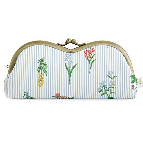 山型がま口メガネケース【フラワーストライプ】