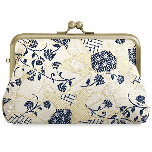 在庫商品】がま口スクエアポーチ【Kintsugi（金継ぎ）ジャガード】 [M
