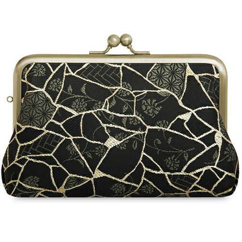 在庫商品】がま口スクエアポーチ【Kintsugi（金継ぎ）ジャガード】 [M