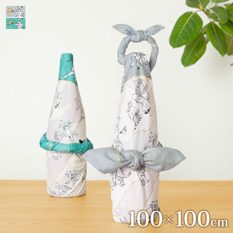 在庫商品】ふろしき 鳥獣人物戯画（100cm） 蓮の葉 [M便 1/2] | がま口