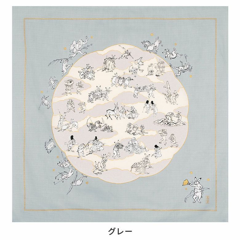 ふろしき　鳥獣人物戯画（100cm） 蓮の葉