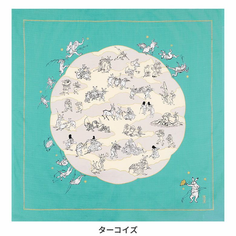 ふろしき　鳥獣人物戯画（100cm） 蓮の葉