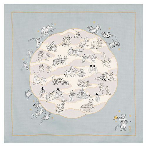 ふろしき　鳥獣人物戯画（100cm） 蓮の葉