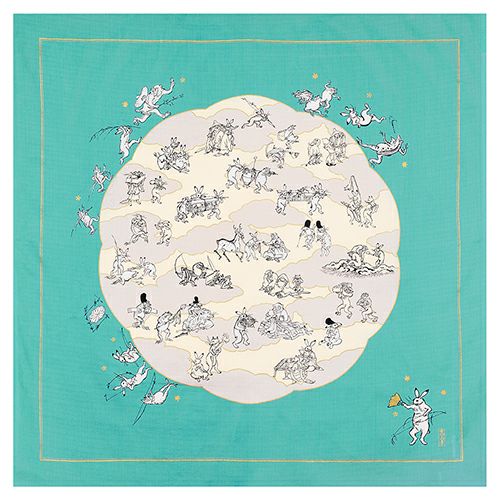 ふろしき　鳥獣人物戯画（100cm） 蓮の葉