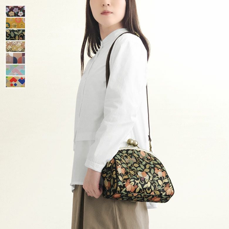 在庫商品】大玉がま口ポシェット【金襴・帯地（アソート）】 | がま口