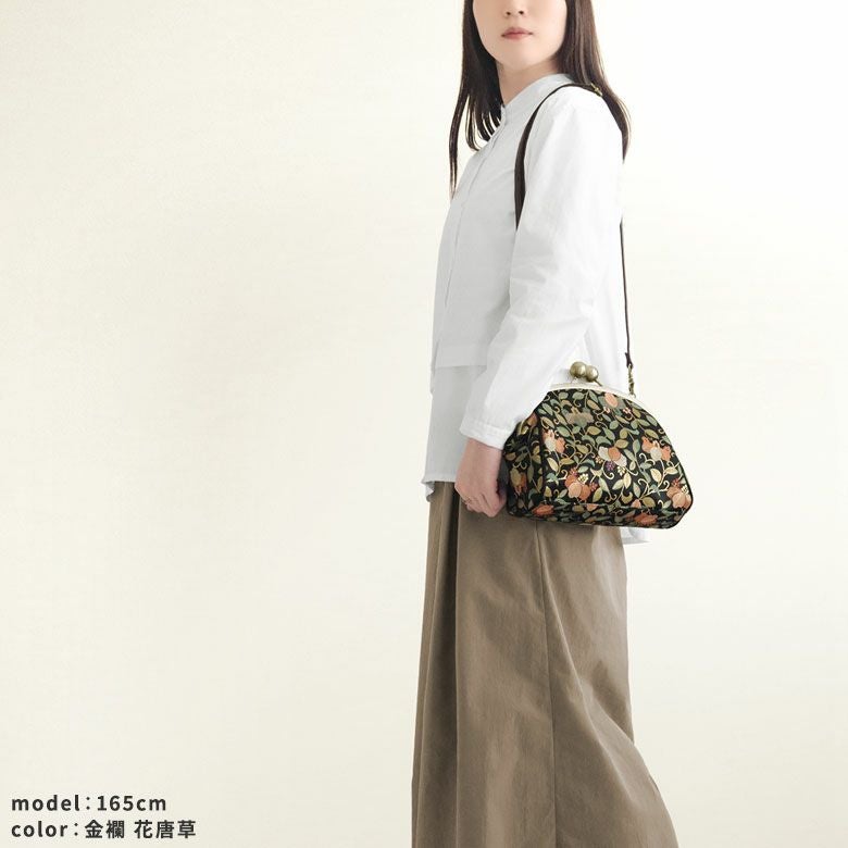 大玉がま口ポシェット【金襴・帯地（アソート）】