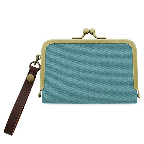 在庫商品】ストラップ付き横型がま口パスケース【帆布・綿布（アソート