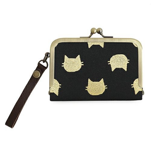 ストラップ付き横型がま口パスケース【帆布（アソート）】