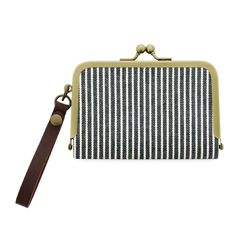 ストラップ付き横型がま口パスケース【帆布（アソート）】