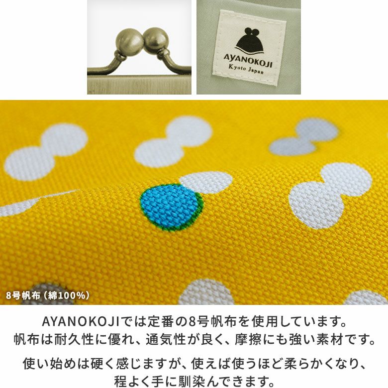 在庫商品】ストラップ付き横型がま口パスケース【帆布 在庫限り