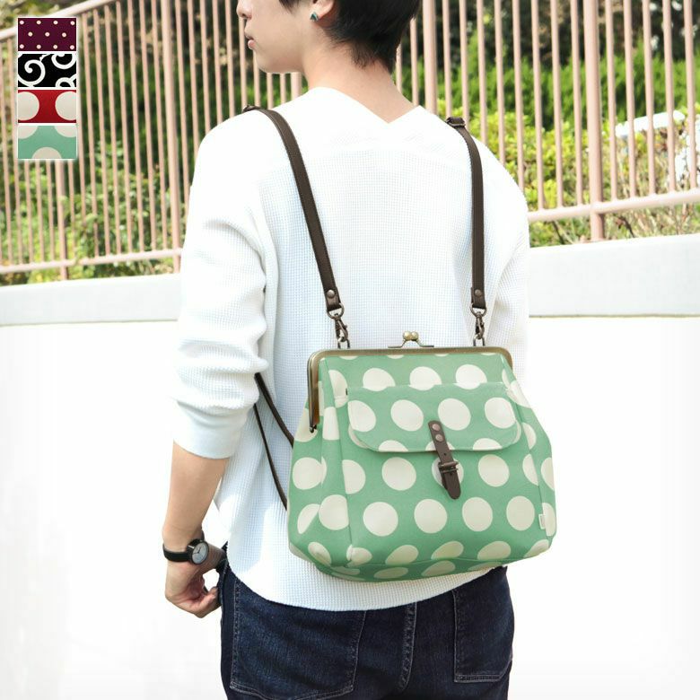 受注生産品】がま口フラップ2WAYリュック【帆布 （アソート