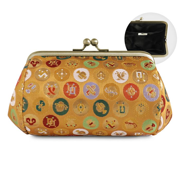 TAWARA型がま口コスメポーチ（中）【金襴・帯地（アソート）】