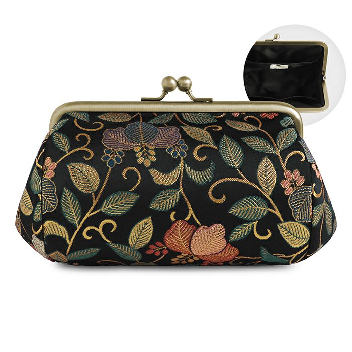 TAWARA型がま口コスメポーチ（中）【金襴・帯地（アソート）】