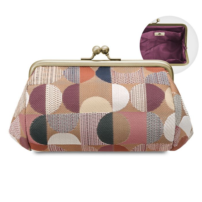 TAWARA型がま口コスメポーチ（中）【金襴・帯地（アソート）】