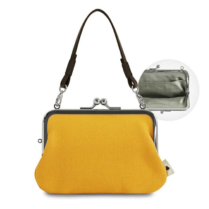 持ち手付き手提げがま口財布【帆布・綿布（アソート）】