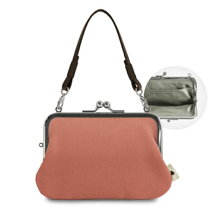 持ち手付き手提げがま口財布【帆布・綿布（アソート）】