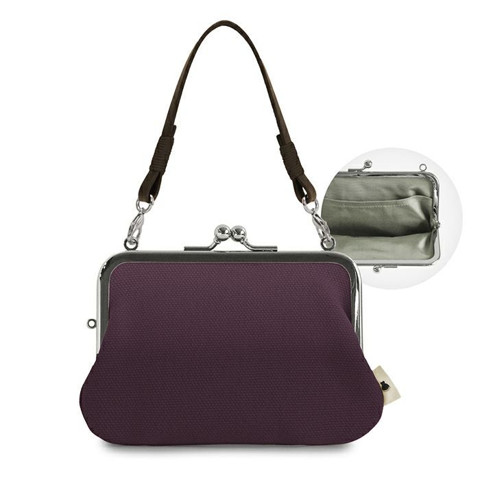 持ち手付き手提げがま口財布【帆布・綿布（アソート）】