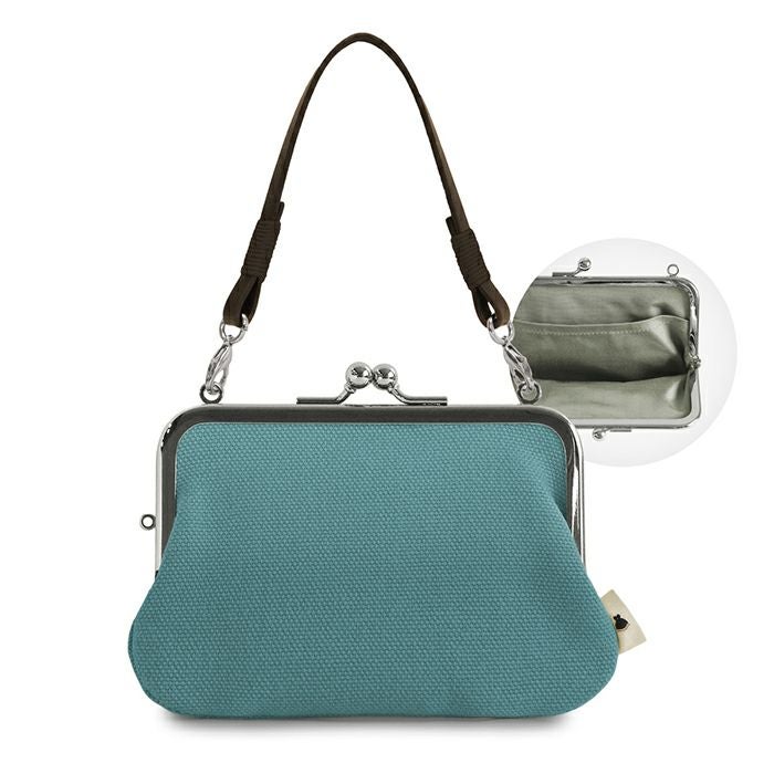 持ち手付き手提げがま口財布【帆布・綿布（アソート）】