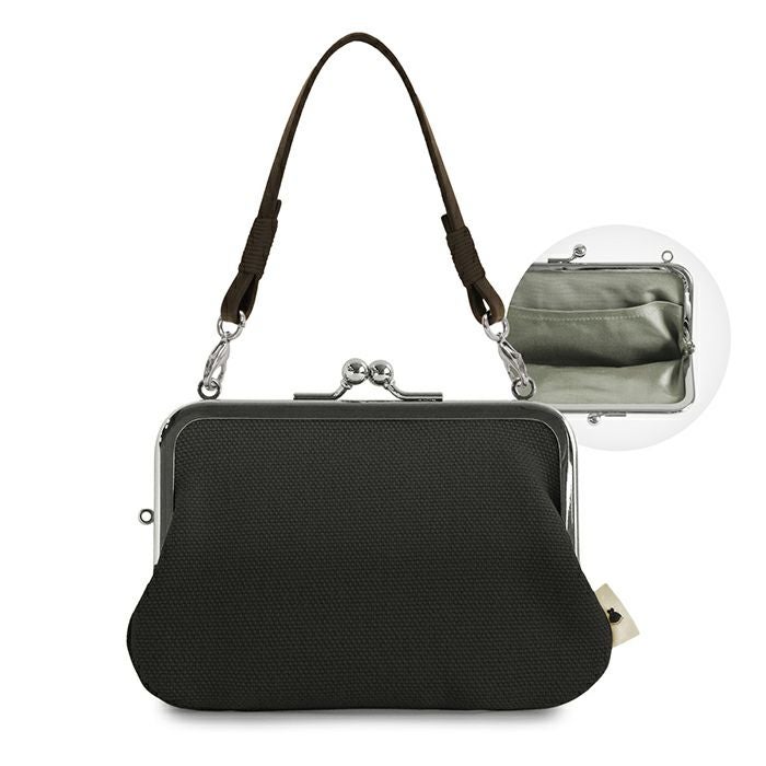 持ち手付き手提げがま口財布【帆布・綿布（アソート）】