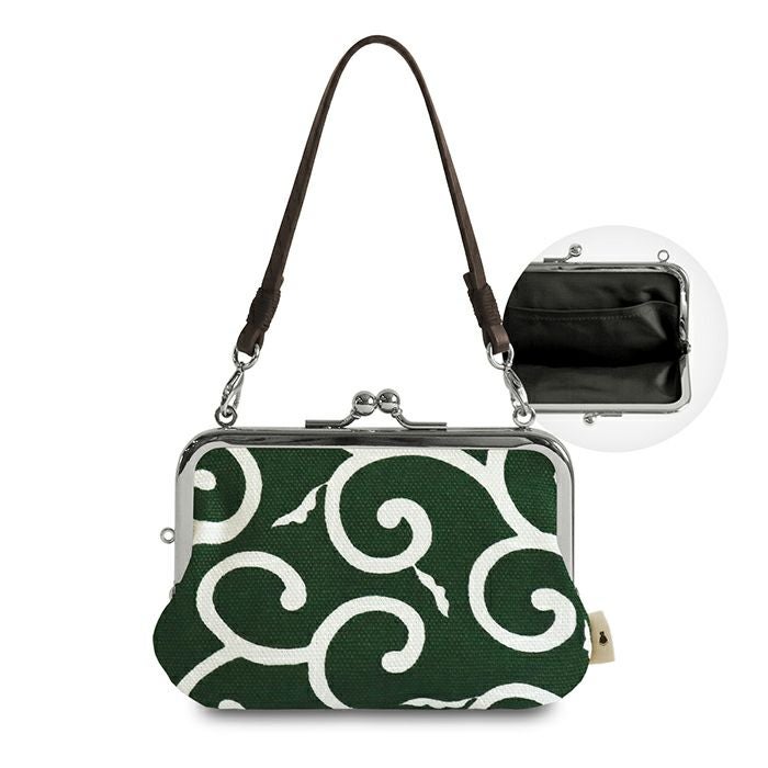 持ち手付き手提げがま口財布【帆布・綿布（アソート）】