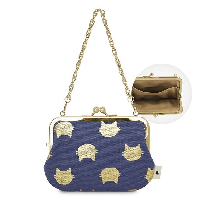 持ち手付き手提げがま口財布【帆布・綿布（アソート）】