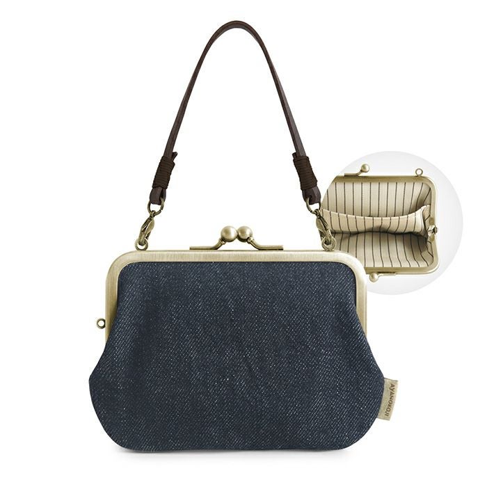 持ち手付き手提げがま口財布【帆布・綿布（アソート）】