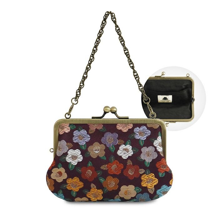 在庫商品】チェーン付き手提げがま口財布【金襴・帯地（アソート