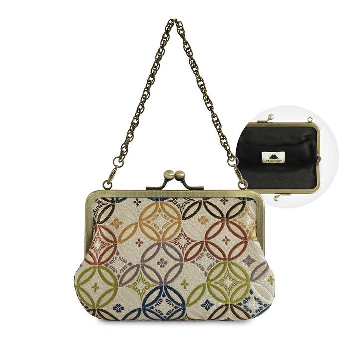 和柄　金糸 ラメ糸【ハンドメイド】がま口バッグ #368 在庫商品】3.3寸がま口財布【金襴・帯地（アソート）】 [M便 1/5