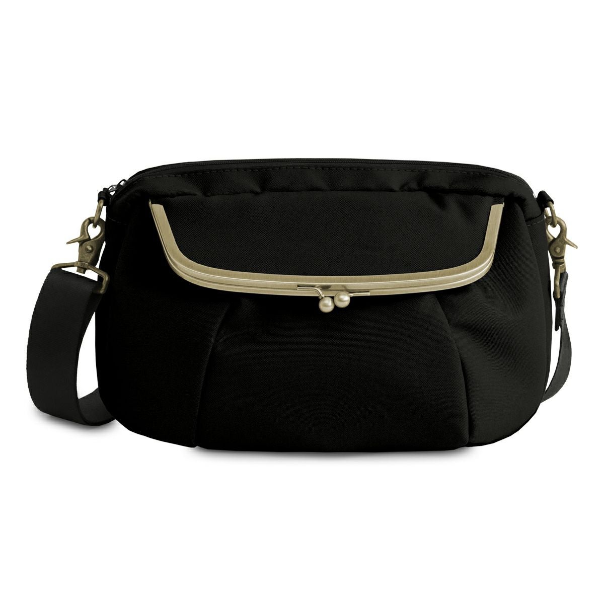 がま口ショルダーバッグころん【リンク】ブラック