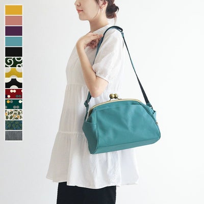 大玉がま口ショルダーバッグ【帆布・綿布（アソート）】メイン画像