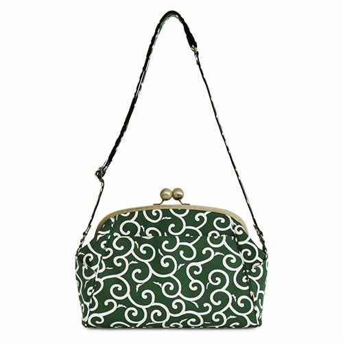 在庫商品】大玉がま口ショルダーバッグ【帆布・綿布（アソート