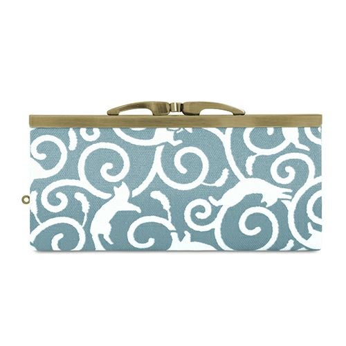 復刻型がま口長財布（マチなし）【ねこ唐草】